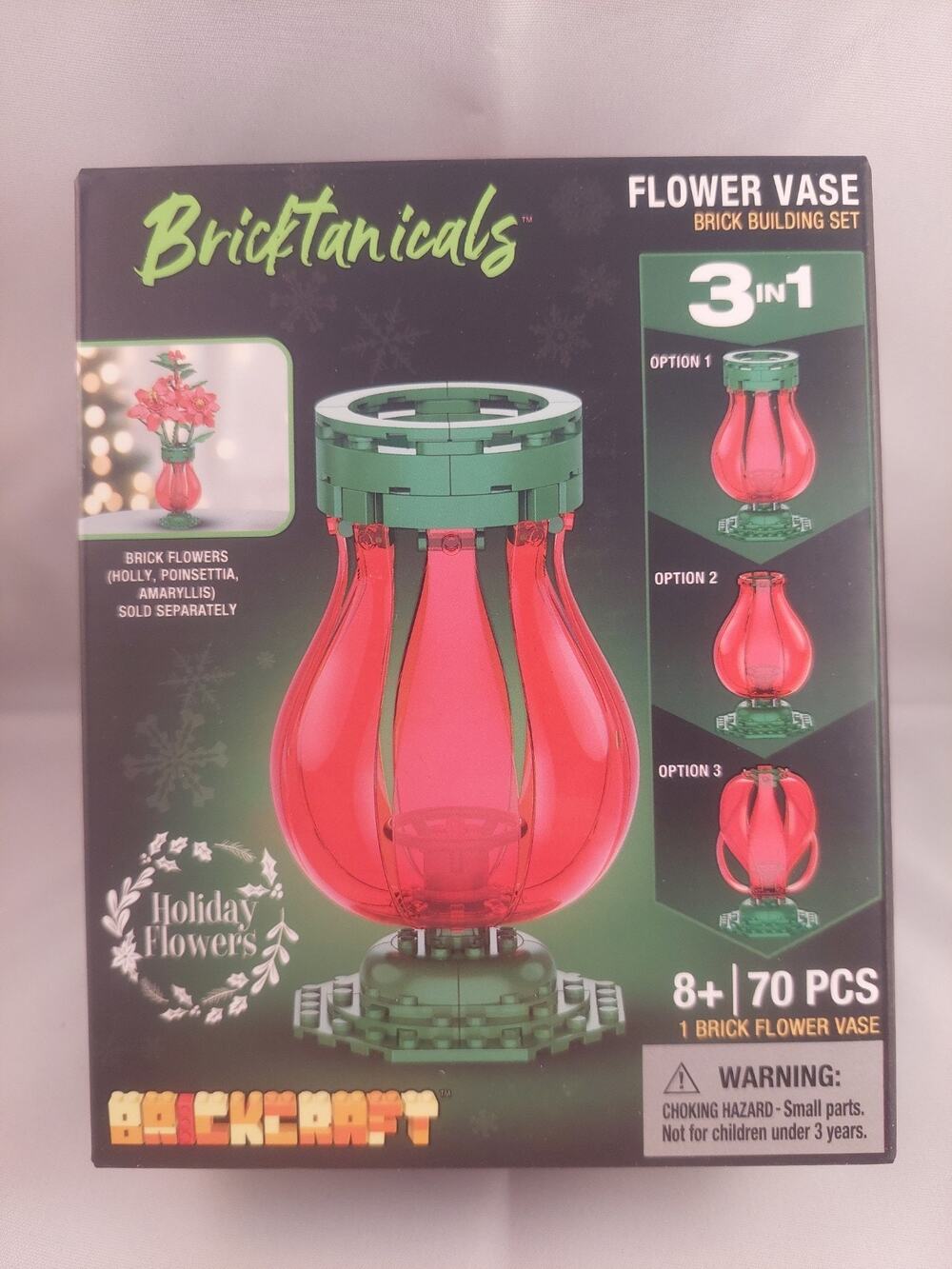 Brickcraft Bricktanicals Holiday Flowers Vase Brick Building Set 70pcs New